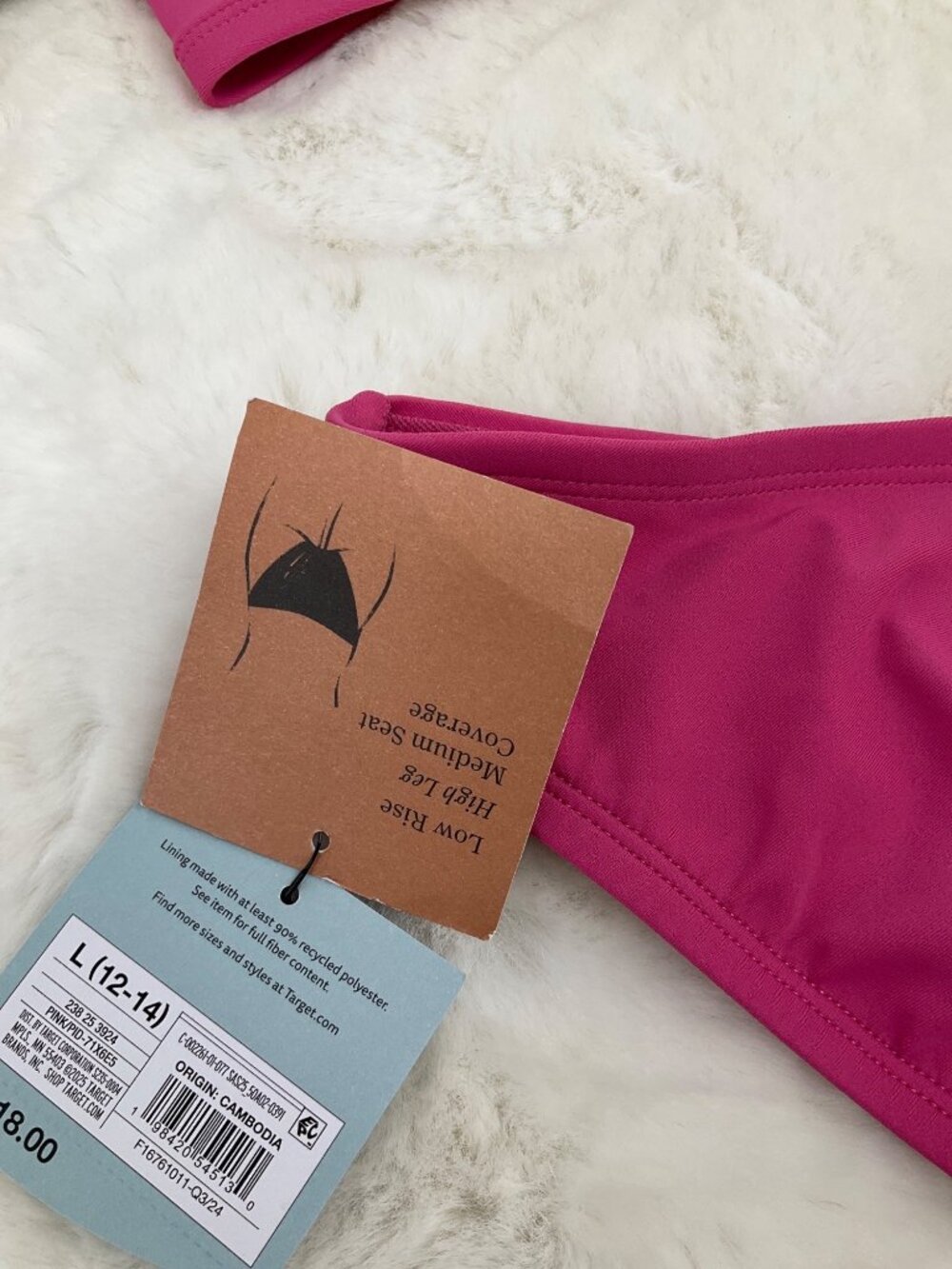 Shade & Shore Size L (12-14) Pink Bikini Set With Beaded Strap Detail Low Rise - Picture 7 of 9